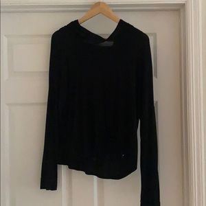 Cyclebar Black cotton long sleeve shirt with hood